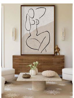 The Art House - Abstract Painting Black and Off White (20X30 Inches)