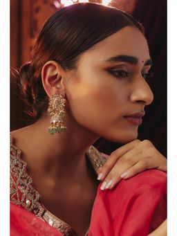 KARISA DESIGNS - Chandrika Kundan Jhumkas with Pearls and Beads