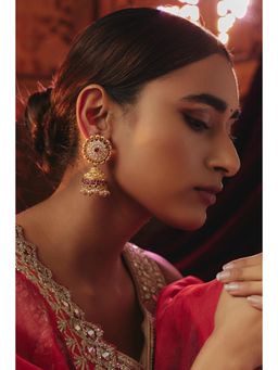 KARISA DESIGNS - Adrika Nakshi Kundan Jhumkas and Pearls