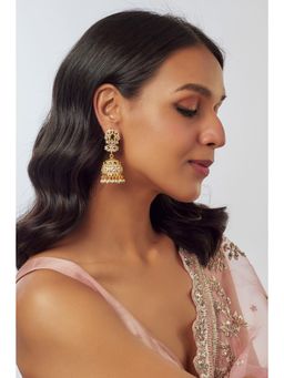 KARISA DESIGNS - Meera Moissanite Jhumkas with Pearls