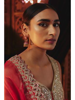 KARISA DESIGNS - Loka Kundan Jhumkas with Beads