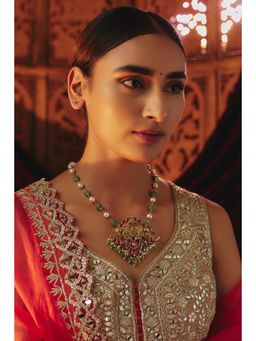 KARISA DESIGNS - Gulnaz Kundan Pendent Necklace with Pearl Anad Beads