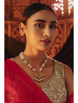 KARISA DESIGNS - Temple Baithak Necklace with Pearls