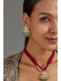 KARISA DESIGNS - Yasha Moissanite Necklace Set with Green Beads