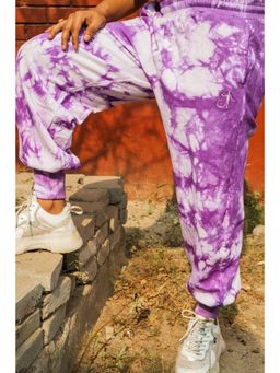 JAVINISHKA - Premium Lavender & White Pure Cotton Tie Dye Unisex Joggers