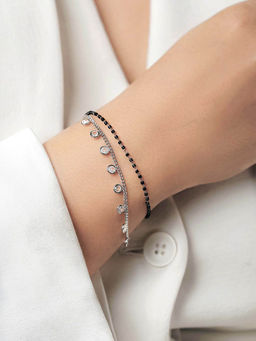 SWASHAA - Kiara Diamond Charms Mangalsutra Bracelet - White