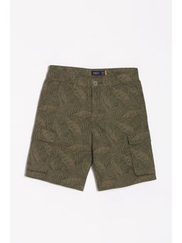 Allen Solly - Boys Olive Regular Fit Print Shorts