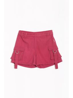 Allen Solly - Girls Pink Solid Regular Fit Shorts