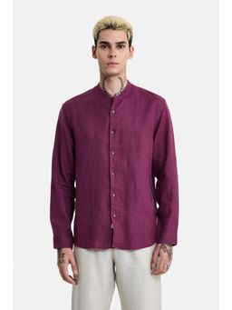 Snitch - Wine Solid Full Sleeves Regular Shirt for Men