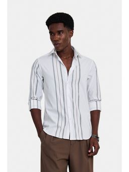 Snitch - White Stripes Full Sleeves Slim Luxe Shirt for Men