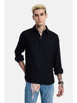 Snitch - Black Solid Full Sleeves Regular Shirt for Men