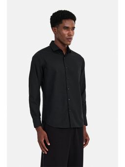 Snitch - Black Solid Full Sleeves Slim Casual Shirt for Men