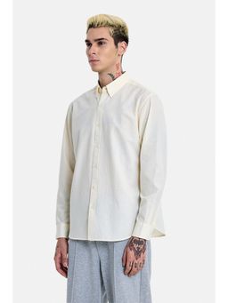 Snitch - Cream Solid Full Sleeves Regular Casual Shirt for Men