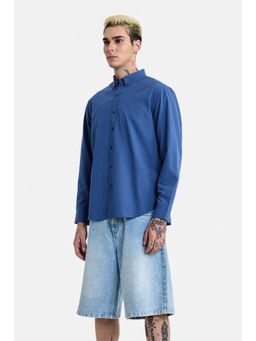 Snitch - Blue Solid Full Sleeves Regular Casual Shirt for Men