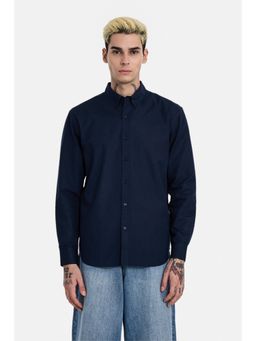 Snitch - Navy Solid Full Sleeves Regular Casual Shirt for Men