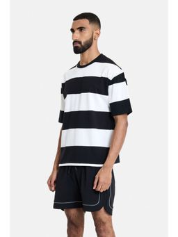 Snitch - Stripes Half Sleeves Oversized Casual T-Shirt for Men