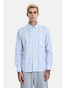 Snitch - Light Blue Checks Full Sleeves Regular Resort/Vacation Shirt for Men