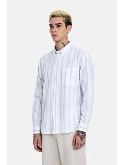 Snitch - White Stripes Full Sleeves Regular Shirt for Men