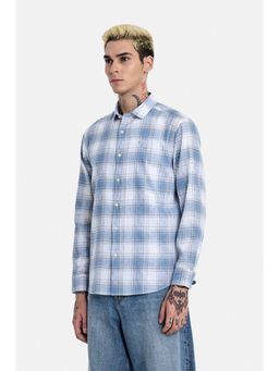 Snitch - Light Blue Plaid Full Sleeves Regular Casual Shirt for Men