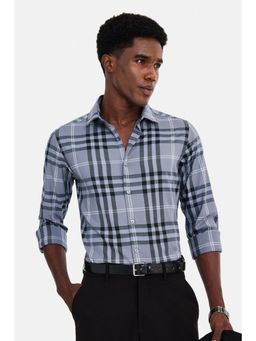 Snitch - Light Grey Plaid Full Sleeves Slim Casual Shirt for Men