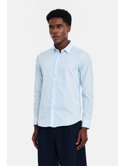 Snitch - Sky Blue Solid Full Sleeves Slim Formal Shirt for Men