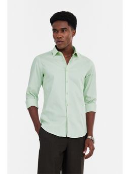 Snitch - Mint Solid Full Sleeves Slim Formal Shirt for Men