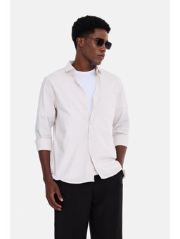 Snitch - Beige Stripes Full Sleeves Regular Shirt for Men