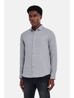 Snitch - Light Grey Textured Full Sleeves Slim Shirt for Men
