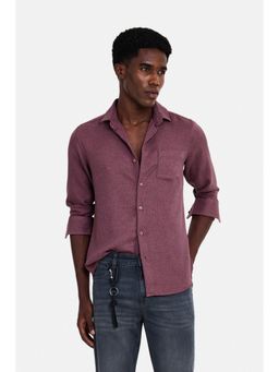 Snitch - Mauve Textured Full Sleeves Slim Shirt for Men