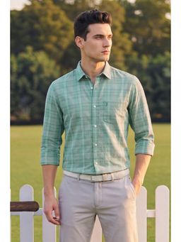 Peter England - Men Green Slim Fit Check Shirt