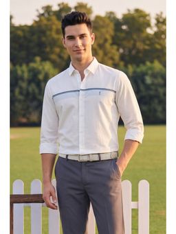 Peter England - Men White Slim Fit Stripe Shirt