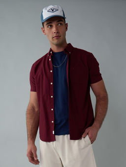 American Eagle - Short-Sleeve Slim Fit Button-Up Shirt