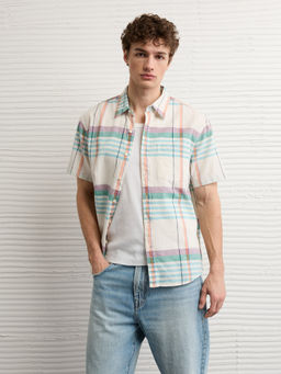 American Eagle - Standard Fit Linen-Blend Button-Up Shirt