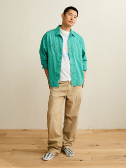 American Eagle - Relaxed Linen-Blend Button-Up Shirt