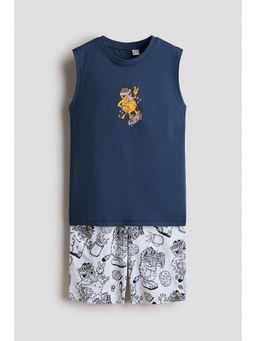 H&M - Boys Blue Printed Pyjamas T-Shirt & Shorts