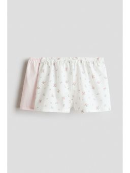 H&M - Girls White 2-Pack Cotton Pyjama Shorts