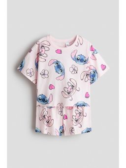 H&M - Girls Multi-Color Printed Cotton Pyjamas T-Shirt & Shorts