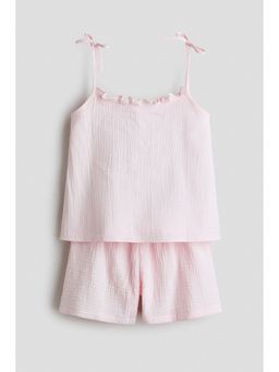 H&M - Girls Pink Muslin Pyjamas Top & Shorts