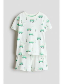 H&M - Boys White Printed Pyjamas T-Shirt & Shorts