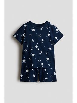 H&M - Boys Blue Printed Pyjamas T-Shirt & Shorts