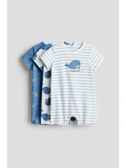 H&M - Boys Blue 3-Pack Short Sleepsuits