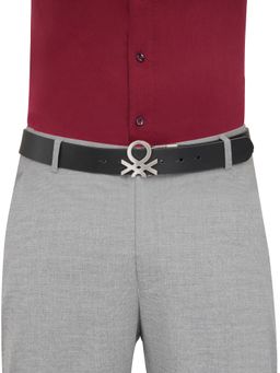 United Colors of Benetton - Men Leather Reversible Eryndel Belt - Black