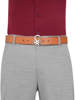 United Colors of Benetton - Men Leather Reversible Eryndel Belt - Tan