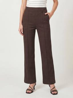 max - Women Solid Relaxed Brown Trouser