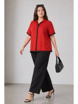 Virgio - Solid Viscose Half Sleeve Plus Size Shirt for Women