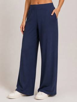 Slumber Jill - Cottoncomfort Jersey Blue Flared Pant