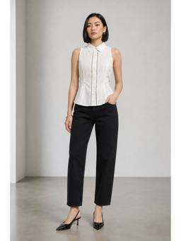 Virgio - Solid Cotton Halter Neck Sleeveless Shirt for Women