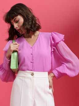 VERO MODA - Pink Voluminous Sleeves Top