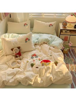 JC Home - Cream Quilt Cover and Bed Sheet with 2 Pillow Cover