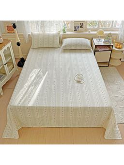 JC Home - White Bed Sheet with 2 Pillow Cover